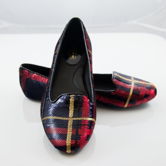 Coach Deborah Tartan Sequin Ballet Flats SIze 8.5B - Picture 4 of 6